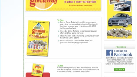 Albertsons 'Sizzlin' Summer Giveway' Landing Page