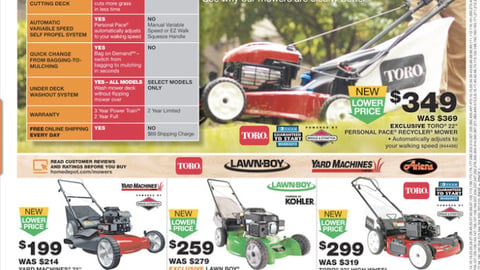 Home Depot Lawnmower 'Advantage' Feature