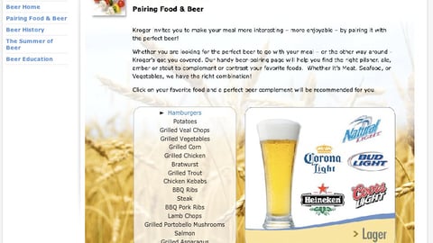 Kroger 'Summer of Beer' Pairings Page