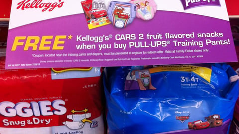 Family Dollar Kellogg/K-C 'Cars 2' Shelf Sign