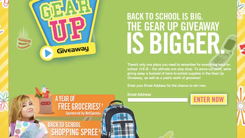 H-E-B 'Gear Up Giveaway' Entry Page