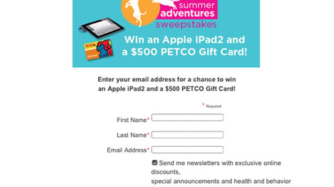Petco 'Summer Adventures' Mobile Landing Page
