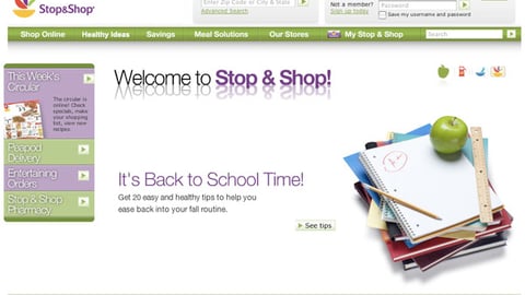 Stop & Shop Back-to-School Home Page Ad