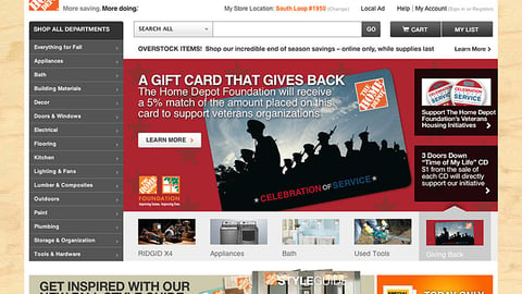 Home Depot 'Celebration of Service' Home-Page Carousel Ad