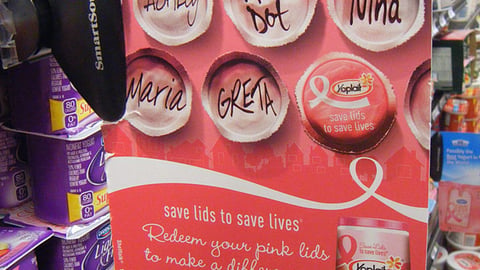 Yoplait 'Save Lids to Save Lives' Shelf Talker