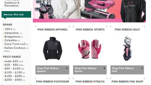 Dick's 'Pink Ribbon' E-Commerce Page