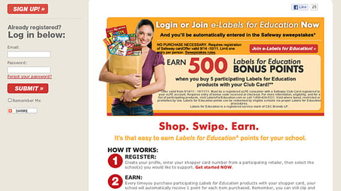 Campbell Safeway 'eLabels' Home Page