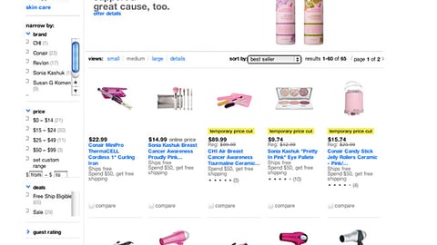 Target 'Breast Cancer Awareness' E-Commerce Page