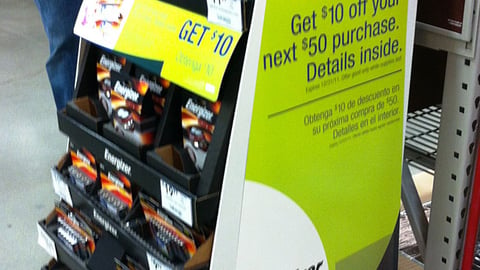 Lowe's Energizer 'Get $10' Quarter Pallet