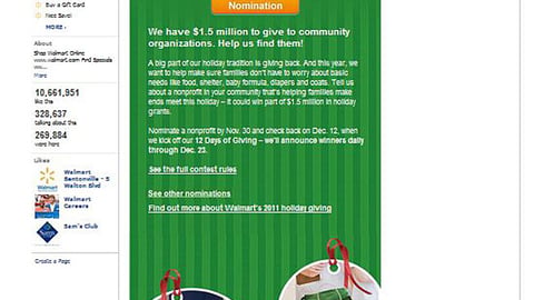 Walmart 'Holiday Giving' Facebook Page
