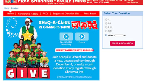 Toys "R" Us 'Shaq-A-Claus' Webpage