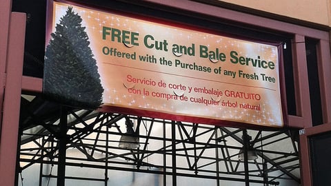 Lowe's 'Free Cut and Bale Service' Ceiling Banner
