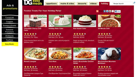 Dollar General 'Easy Meals' Microsite