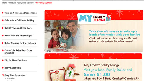 Family Dollar General Mills 'My Family Meals' Page