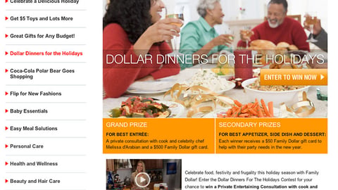 Family Dollar 'Dollar Dinners' Page