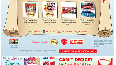 Family Dollar 'Shop by Brand' Links