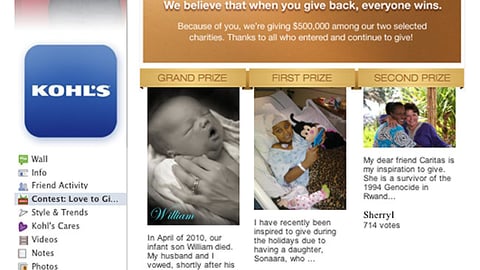 Kohl's 'Love to Give' Contest Facebook Page
