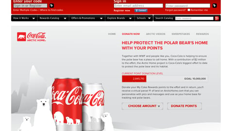 My Coke Rewards 'Arctic Home' Webpage