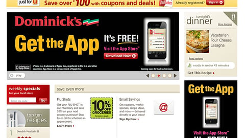 Dominick's 'Get the App' Home-Page Ads