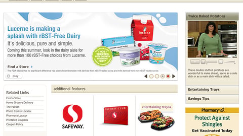 Safeway 'rBST-Free Dairy' Leaderboard Ad