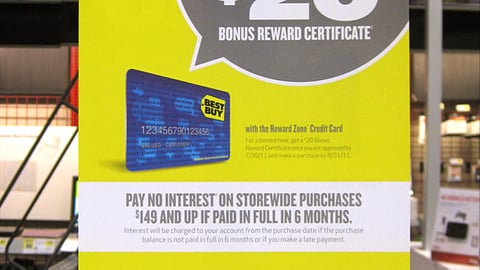 Best Buy Reward Zone Credit Card Incentive Sign