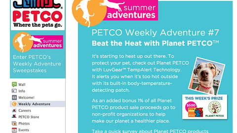 Petco 'Summer Adventures' Facebook Page