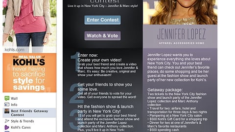 Kohl's 'Best Friends Getaway Contest' Facebook Page