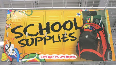 Walmart 'School Supplies' Ceiling Banner