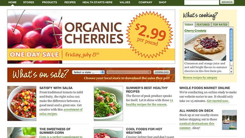 Whole Foods Cherry Sale Home Page Ad