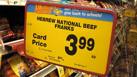 Dominick's Hebrew National '10% Goes Back' Shelf Talker