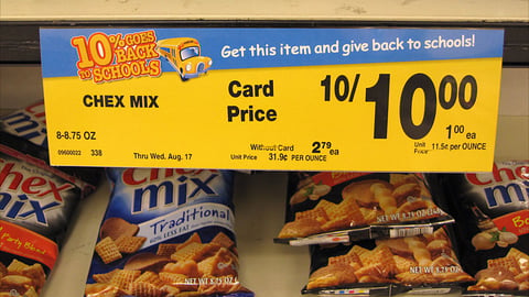 Dominick's '10% Goes Back' Shelf Sign