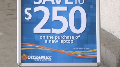 OfficeMax 'Trade In, Save More' A-Board