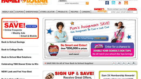 Family Dollar Back-to-School Home Page Ad