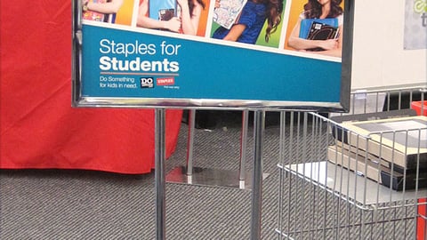 Staples School-Supply Drive Stanchion Sign