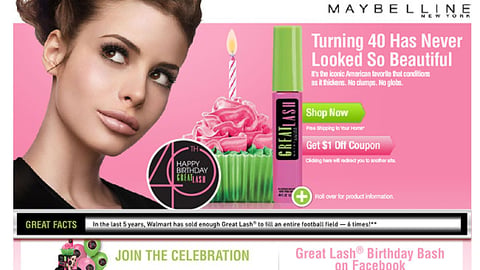 Walmart Maybelline Great Lash 'Turning 40' Webpage