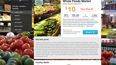 Whole Foods LivingSocial Offer Page