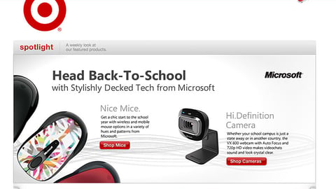 Target 'Stylishly Decked Tech from Microsoft' Webpage