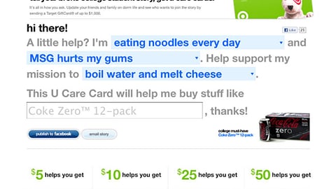 Target 'U Care Card' Web Page