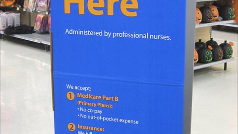 Walmart 'Flu Shots Here' Standee