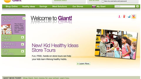 Giant-Landover 'Store Tours' Home-Page Leaderboard Ad
