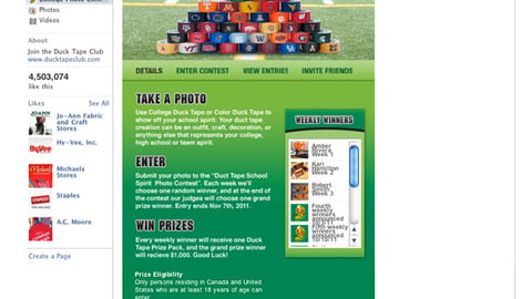 Duck Tape 'School Spirit Photo Contest' Facebook Applet