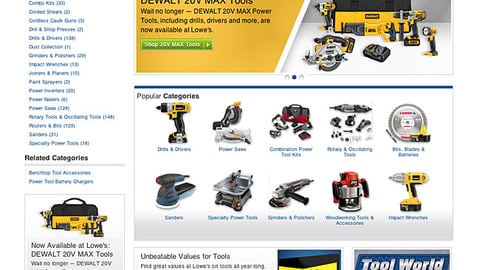 Lowes.com DeWalt Banner Ad