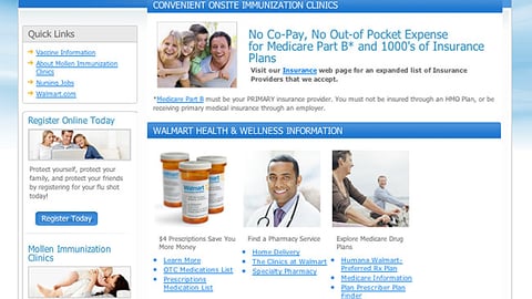 Mollen Walmart 'Flu Shot Clinics' Microsite