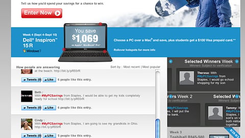 Staples 'PC-a-Day Giveaway' Microsite