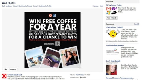 Circle K 'Free Coffee for a Year' Facebook Page