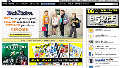Dollar General 'Back2School' Leaderboard Ad