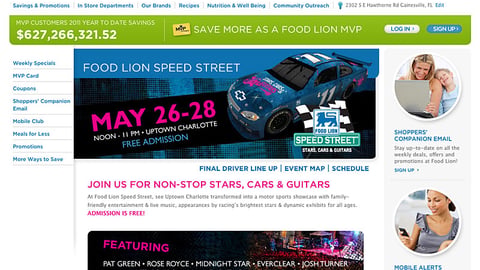 Food Lion 'Speed Street' Landing Page