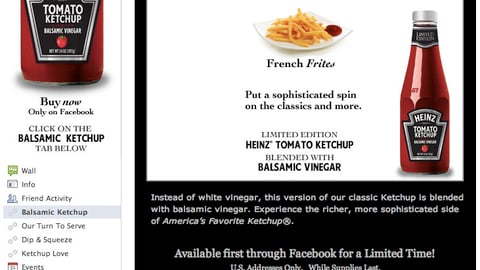 Heinz Balsamic Ketchup Facebook Page