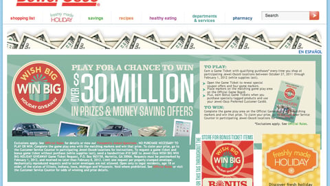 Jewel-Osco 'Wish Big, Win Big' Landing Page