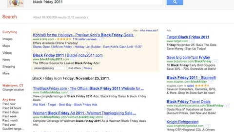 Kohl's 'Black Friday 2011' Paid Search Ad